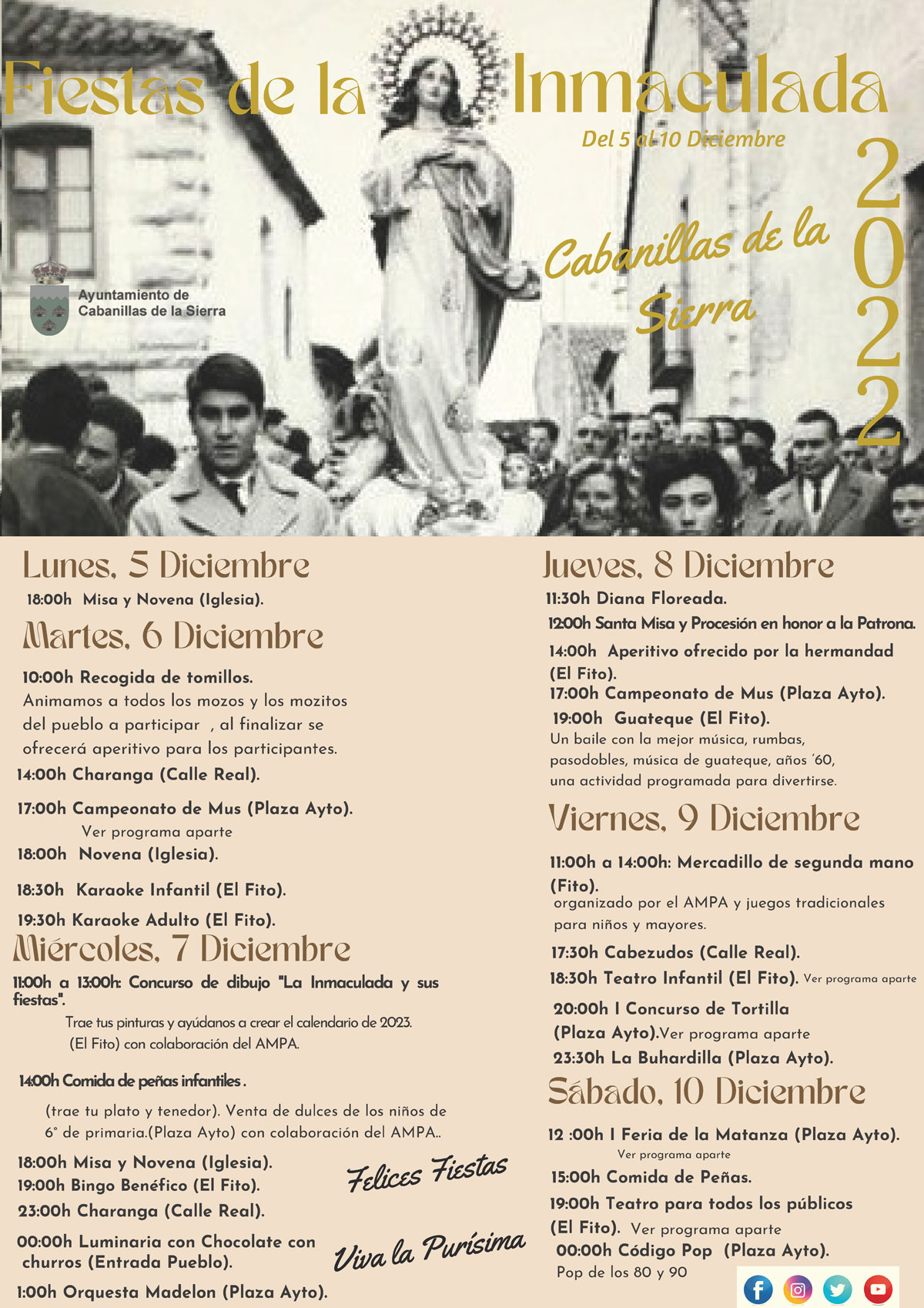 Fiestas patronales en honor a la Inmaculada Concepción 2022 Cabanillas de la Sierra